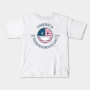 Independence Day. American flag with smile Kids T-Shirt